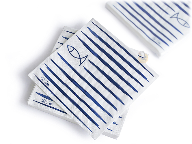 ⇒ Serviette papier Bord de mer / Poisson - Marinière - Serviettes Jetables