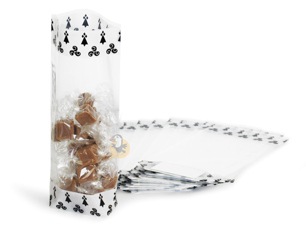 Grand sachet plat cellophane transparent, sachet bonbon alimentaire.