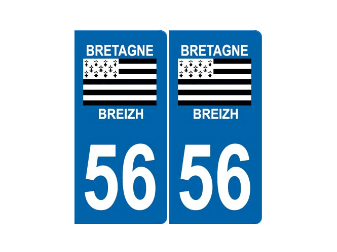 ⇒ Autocollant Sticker Plaque Immatriculation Morbihan 56 - Département