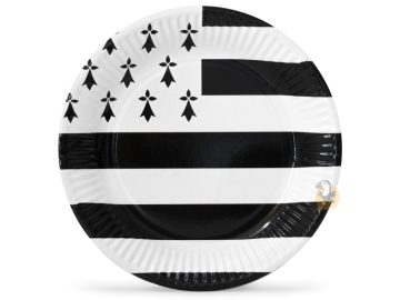 8 grandes assiettes en carton drapeau breton