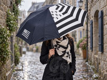 Alternative view of Parapluie pliant Drapeau breton - Le Gwenn ha du