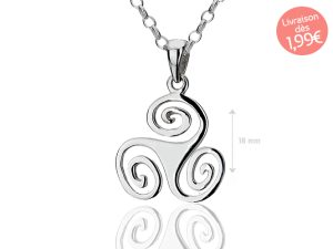 Pendentif.Triskel.Breton.BZH.Celte.Bretagne.Argent 925.
