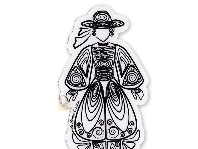 Autocollant Sticker Breton Bigouden Broderies Noires Made In France
