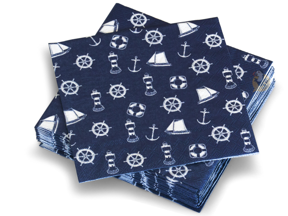 ⇒ Serviettes en papier Thème Mer Bleu océan - 16 Serviettes Jetables