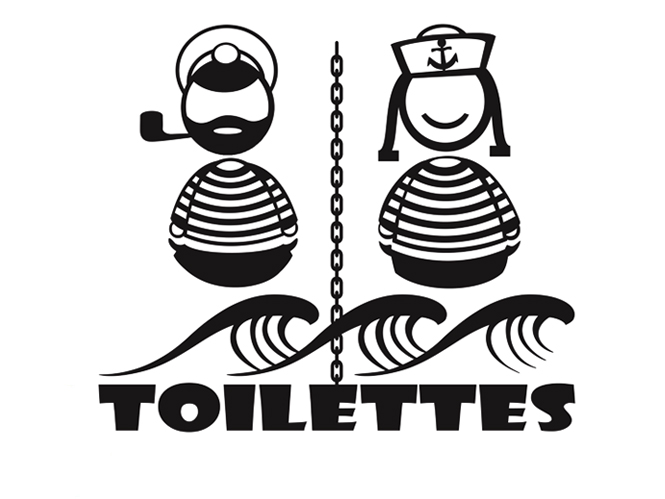 Sticker Toilettes mixte - stickers porte & stickers deco