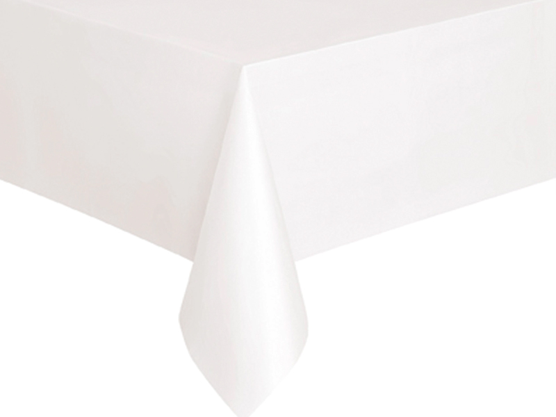 ⇒ Nappe de table rectangulaire blanche en plastique 137 x 274 cm