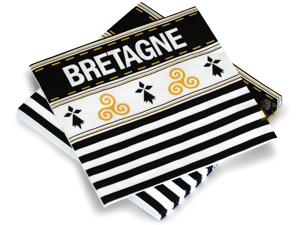 ⇒ Serviette en Papier Triskell & Drapeau Breton - 20 Serviettes Jetables