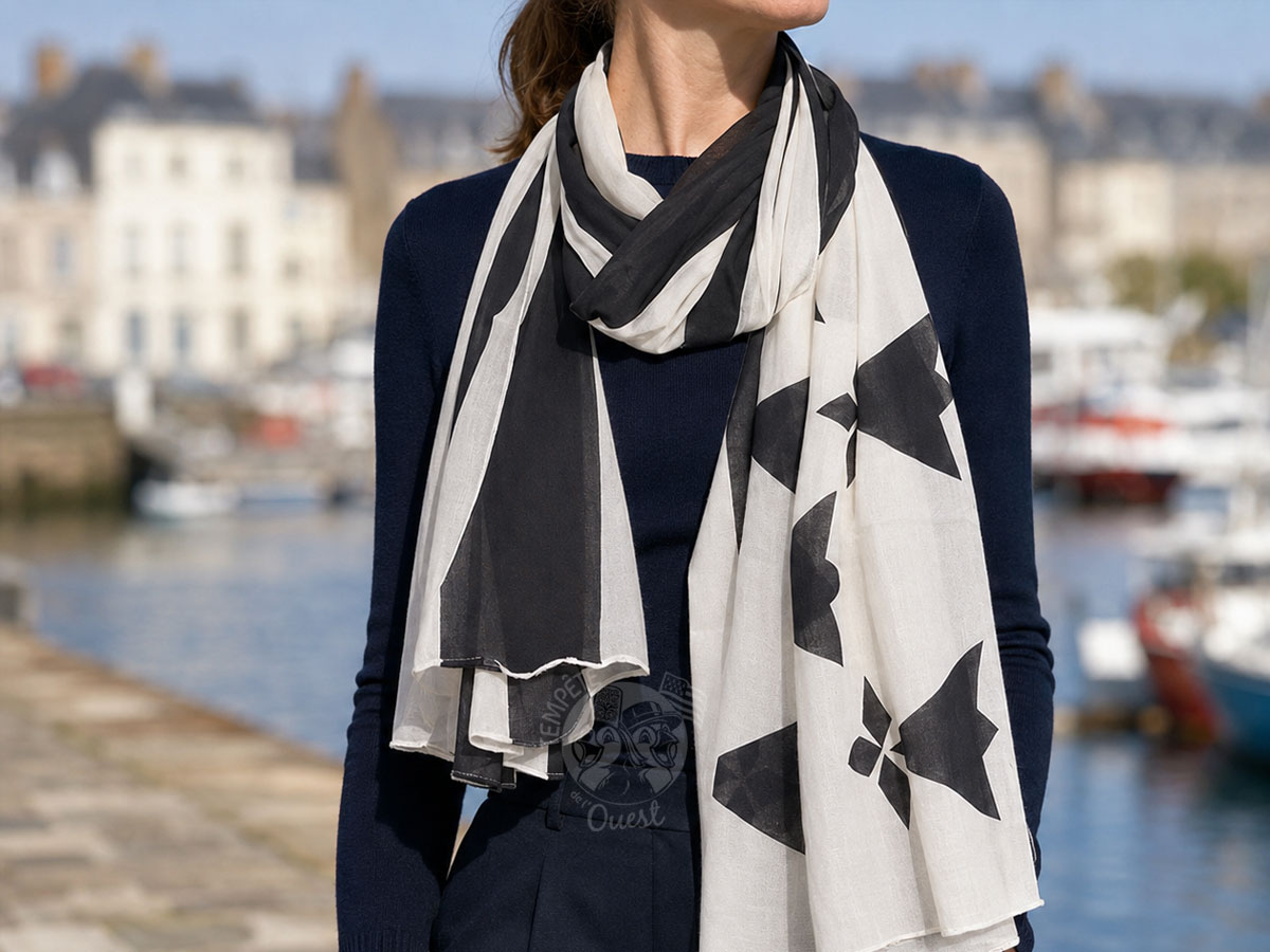 Foulard chèche / Paréo drapeau breton – Image 3