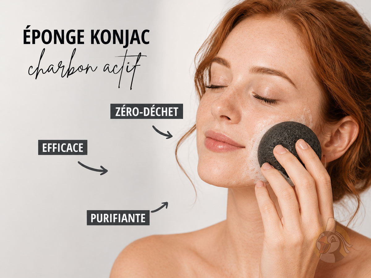 Éponge Konjac purifiante au charbon de bambou - Peaux mixtes/grasses – Image 2