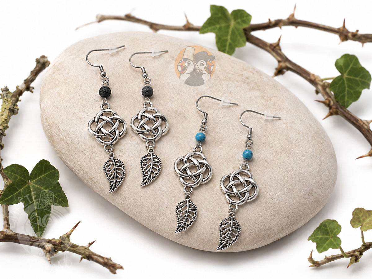 Boucles d'oreilles Noeuds celtiques - Feuilles de Ponthus