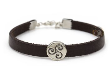 Bracelet en cuir et métal Triskell