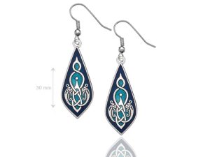 Boucles D'oreilles Créoles TOULHOAT - Argent Massif, Motif Hermines, Style Bretagne