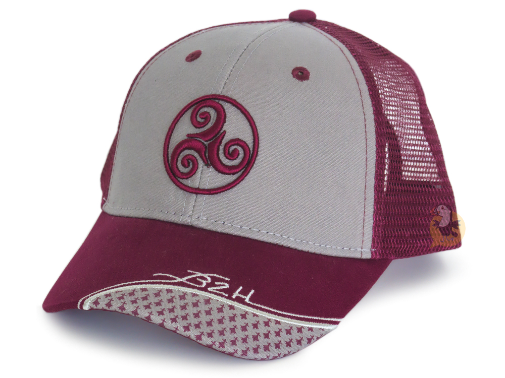 ⇒ Casquette bretonne trucker Triskell bordeaux/gris BZH Homme/Femme