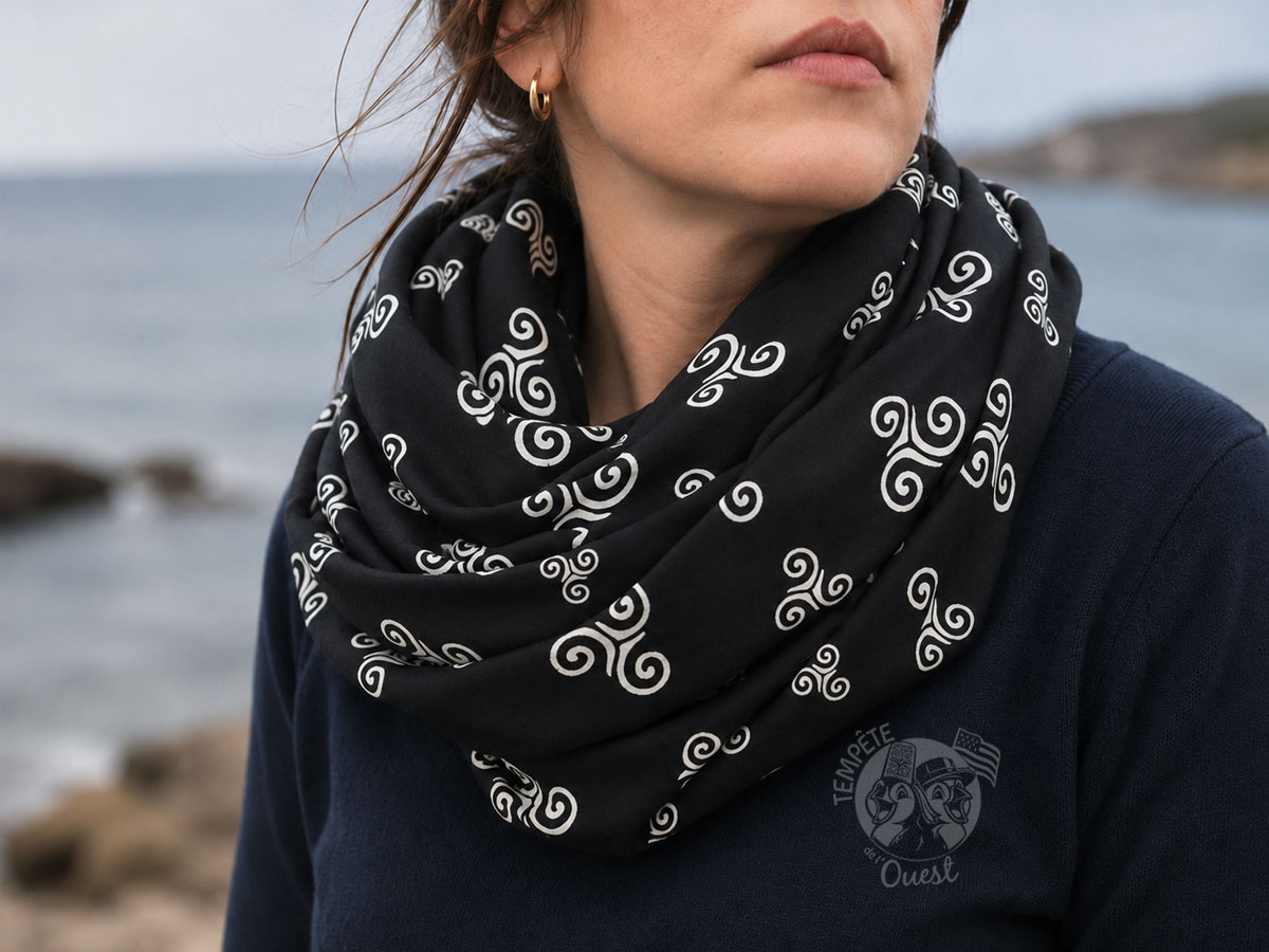 Chèche Paréo breton Triskell en coton bio – Image 2