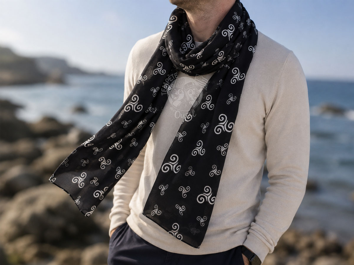 Chèche Paréo breton Triskell en coton bio – Image 4