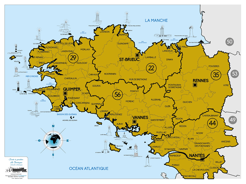 Carte de la Bretagne à gratter