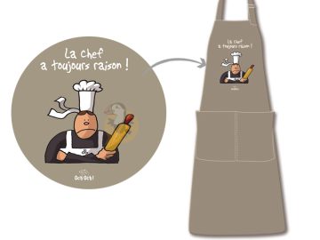 ⇒ Tablier de cuisine breton La Chef a toujours raison ! 100% Coton