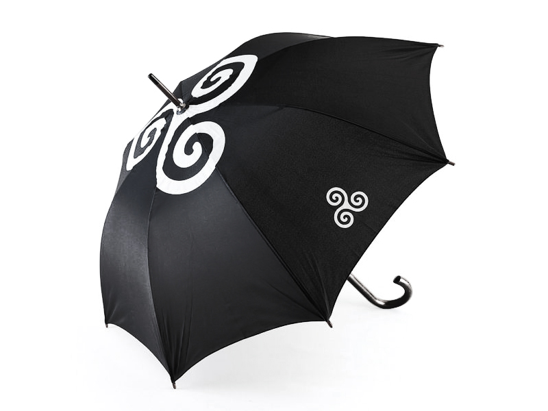 ⇒ Parapluie canne noir et Triskell blanc 84 cm - Mixte Homme / Femme