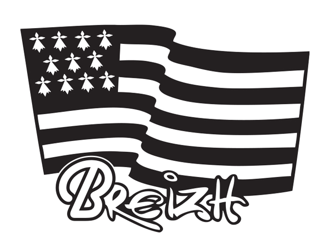 ⇒ Autocollant Sticker Carte de la Bretagne & Drapeau Breton