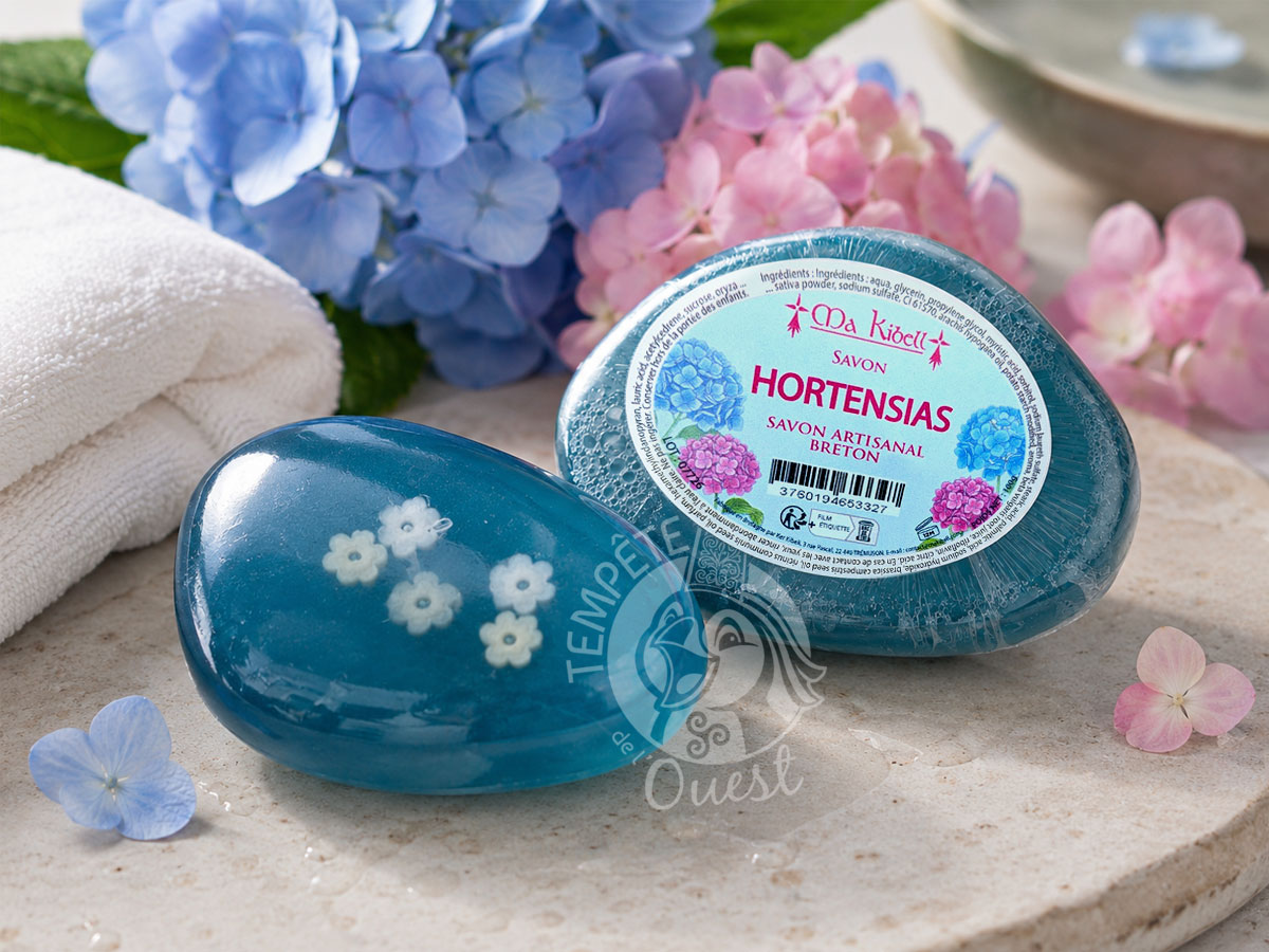 Galet de savon naturel aux hortensias – Image 2