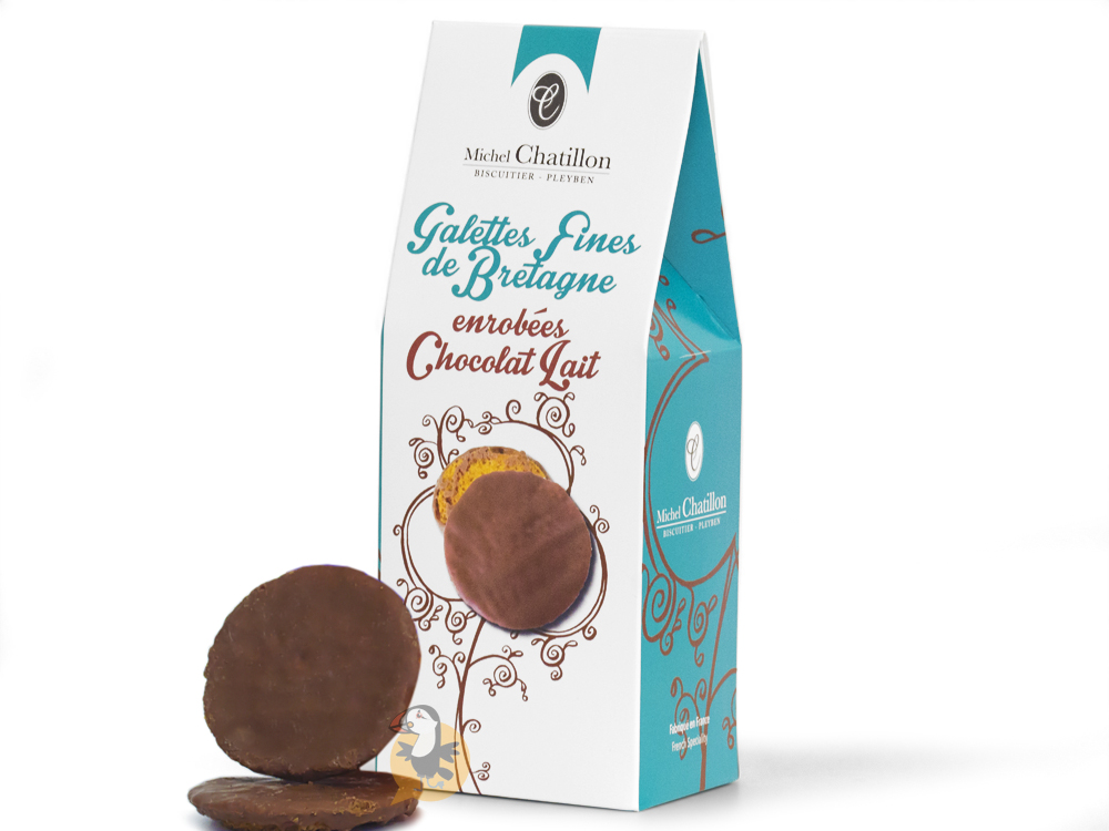 Coffret gourmand : chocolat au lait, biscuits sablés, gourmandises