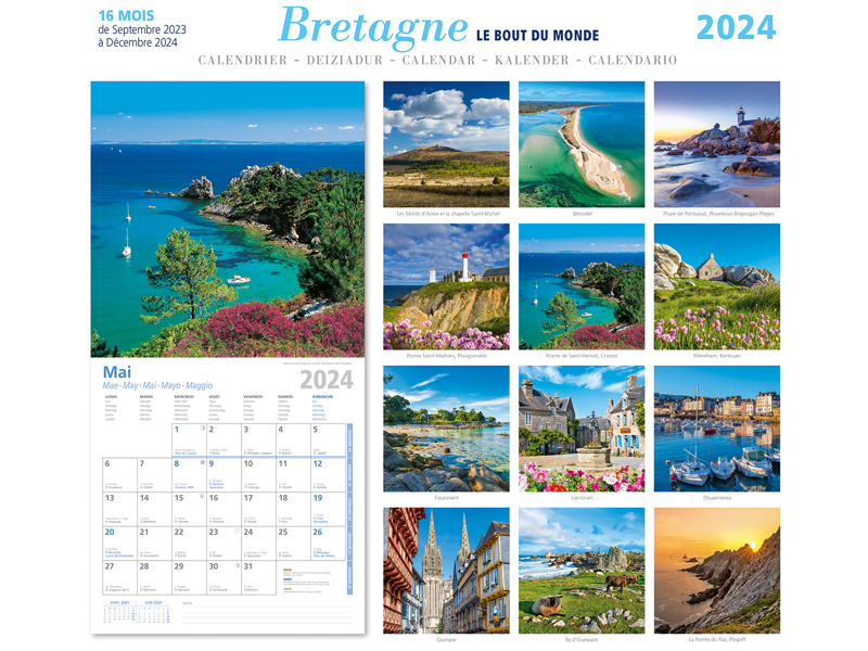 Calendrier 2023/2024 Bretagne 16 mois - 30 x 30 cm | 5 modèles au choix