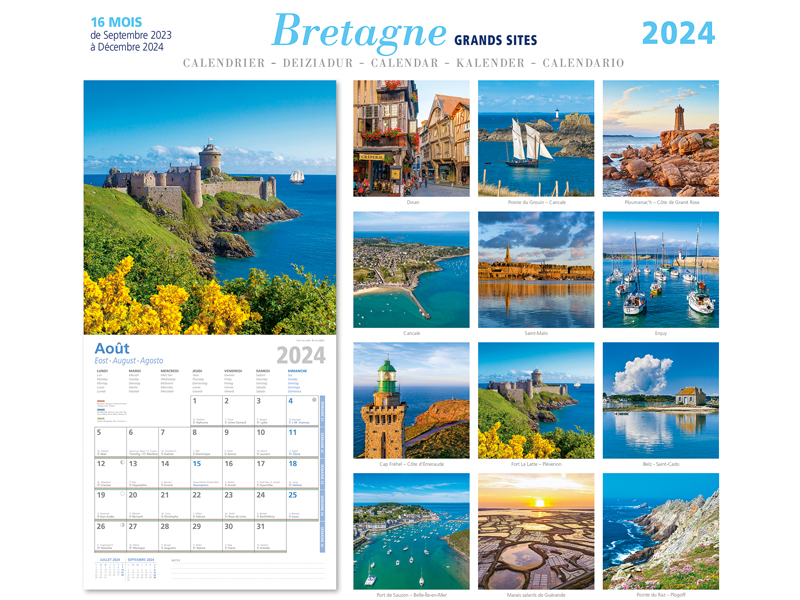 Calendrier 2023/2024 Bretagne 16 mois - 30 x 30 cm | 5 modèles au choix