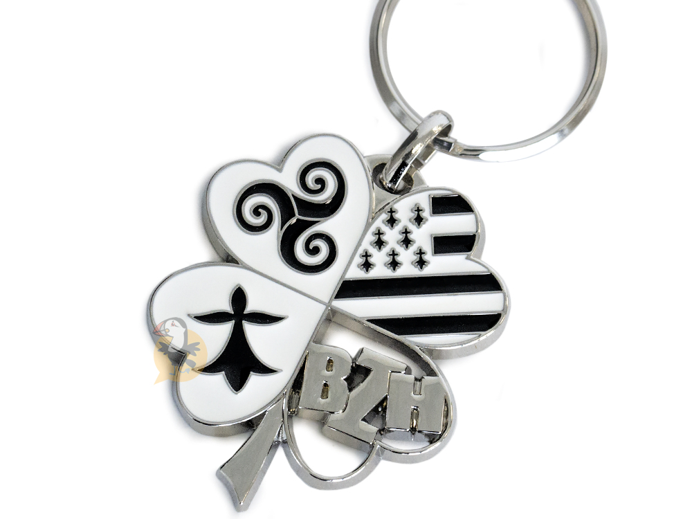 ⇒ Porte-clé jeton de caddie Coeur Breton - Porte Clef Drapeau Breton