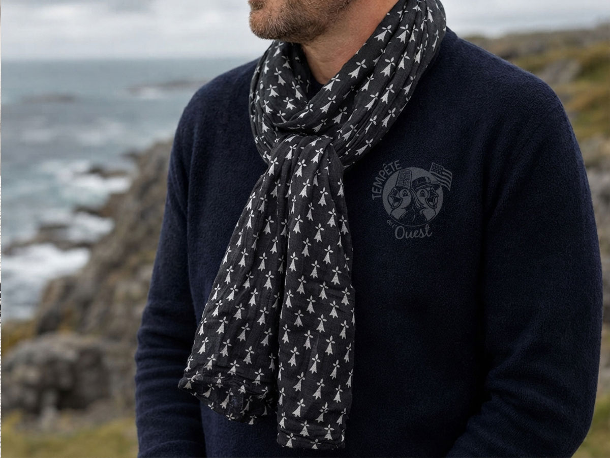 Foulard chèche hermines noir – Image 2