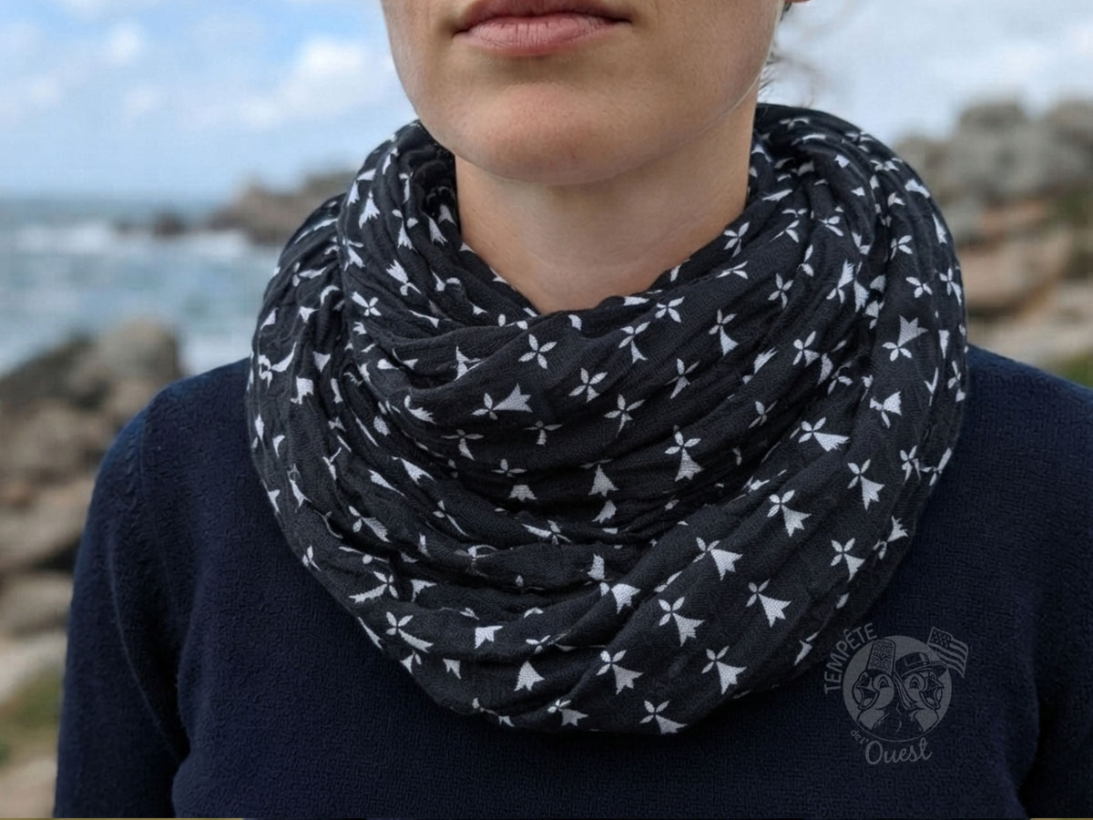 Foulard chèche hermines noir – Image 3