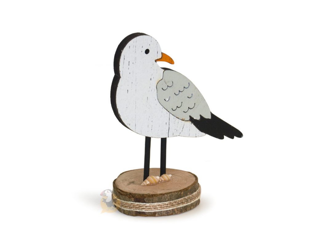 Figurine Mouette En Bois Sculpté à La Main - Modèle Vintage 20,5x10,5 Cm - Décoration Maritime, Bureau, Salon