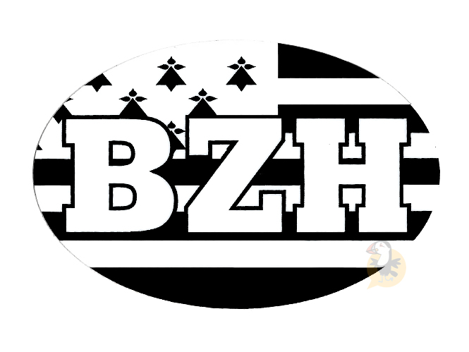 Autocollant BZH ovale Breton Breizh Bretagne sticker logo1 12 cm 