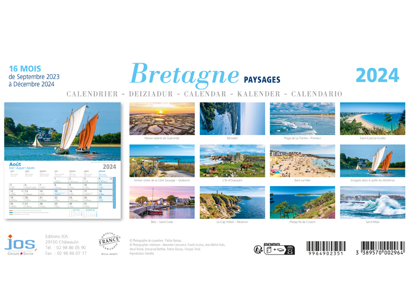 ⇒ Calendrier Mural 2023/2024 Bretagne 16 mois - 30 x 15 cm