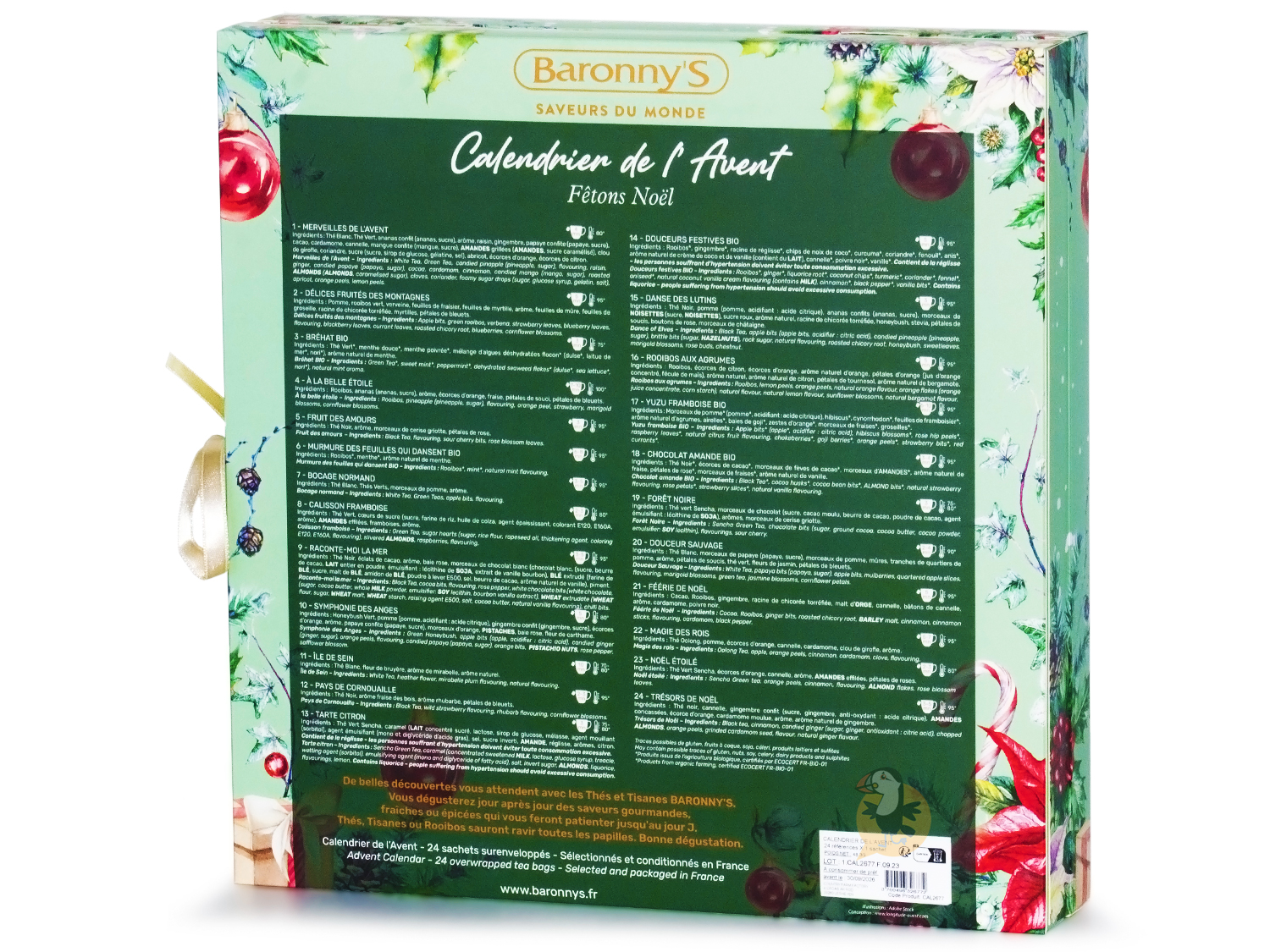 ⇒ Thé vert Noël Étoilé Baronny's - Boite 20 sachets surenveloppés