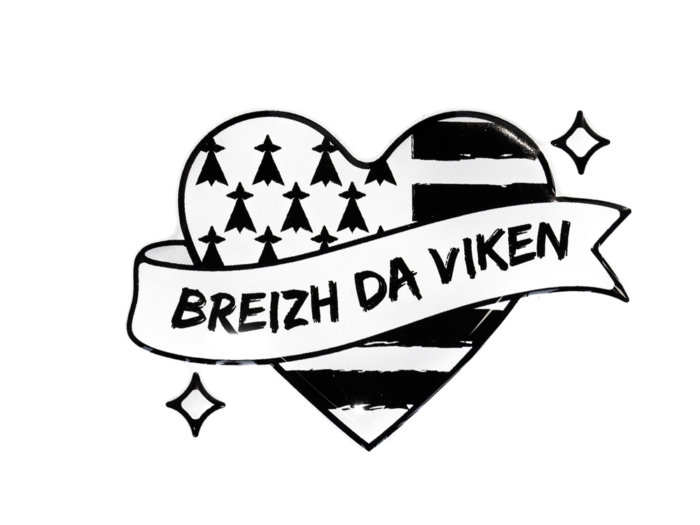 Autocollant Chapeau breton noir et blanc (motif triskel) Sticker voiture