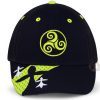 Casquette bretonne noir vert acidulé Triskell hermine - Pontivy
