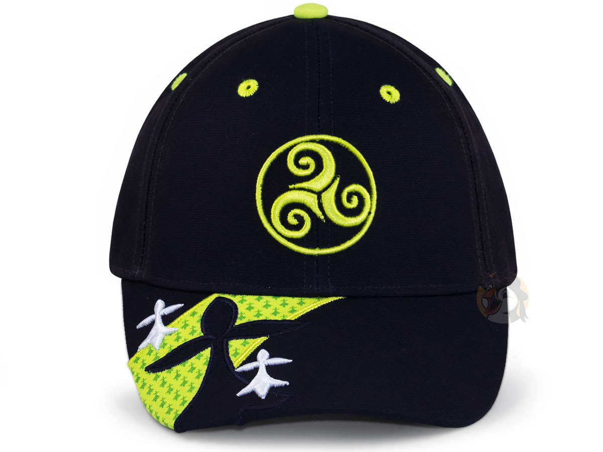 Casquette bretonne noir vert acidulé Triskell hermine - Pontivy