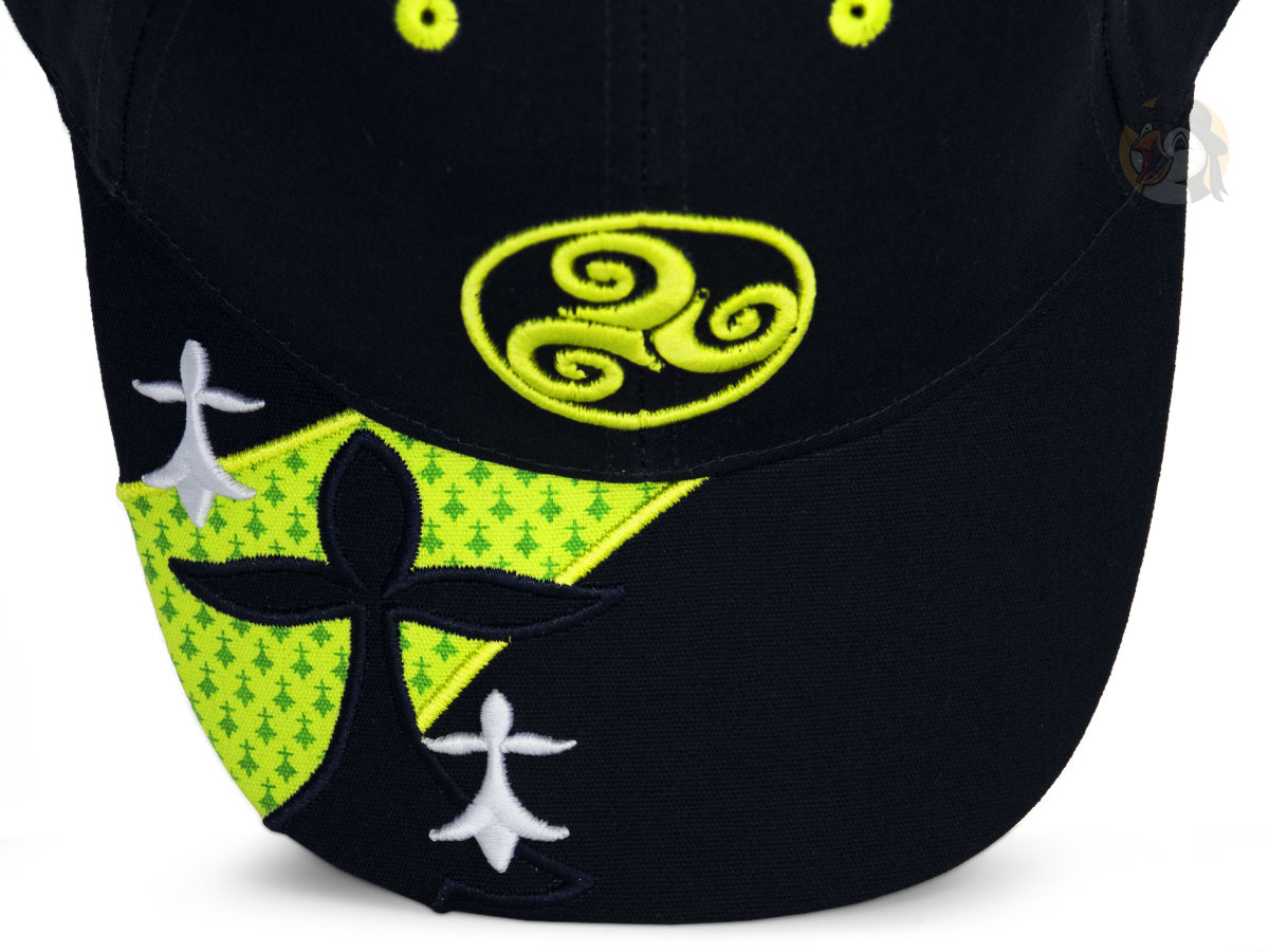 Casquette bretonne noir vert acidulé Triskell hermine - Pontivy – Image 4