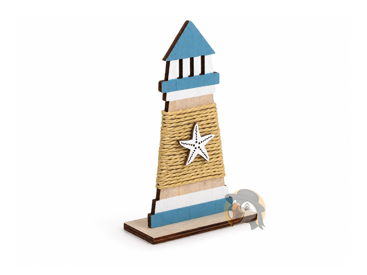 Petit phare en bois / Décor de table 15cm