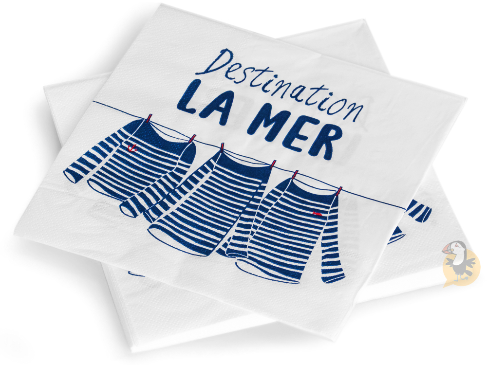 ⇒ Serviettes en papier Thème Mer Bleu océan - 16 Serviettes Jetables