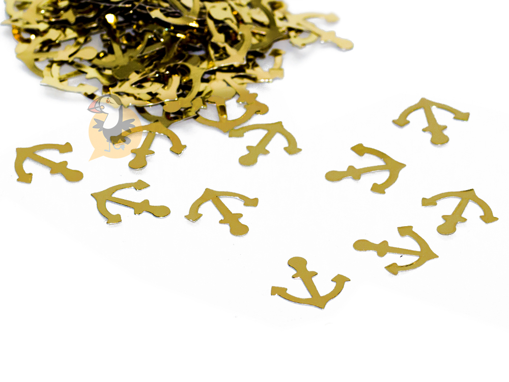 ⇒ Confettis de table Ancres dorées - Confetti thème mer & marin