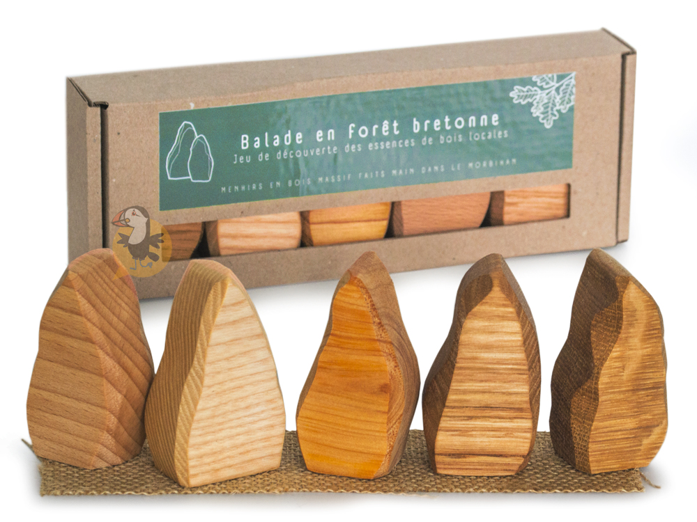 ⇒ Coffret Menhirs Bois - Essences de bois - Balade forêt bretonne