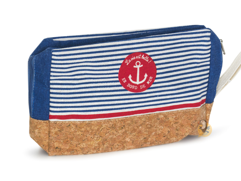 Trousse / Pochette de rangement marinière La vie est belle en Bord de mer