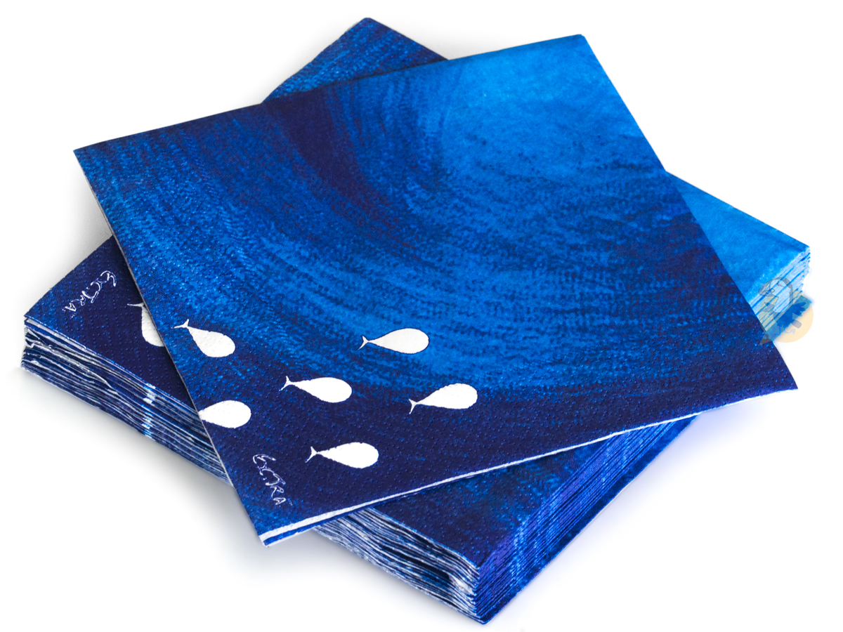 ⇒ Serviettes en papier Thème Mer Bleu océan - 16 Serviettes Jetables