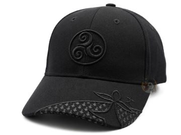Casquette Bretagne noire monochrome Triskell & Hermines