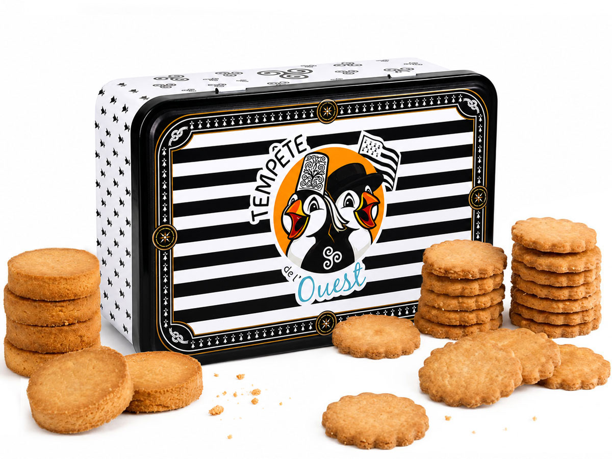 Boîte métal Tempête de l'Ouest - Palets bretons et galettes pur beurre 255g