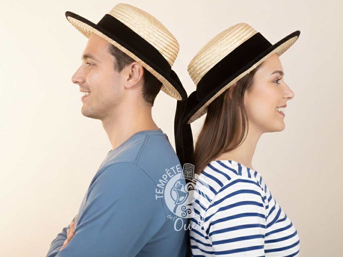 Chapeau breton en paille naturel – taille unique – Image 3