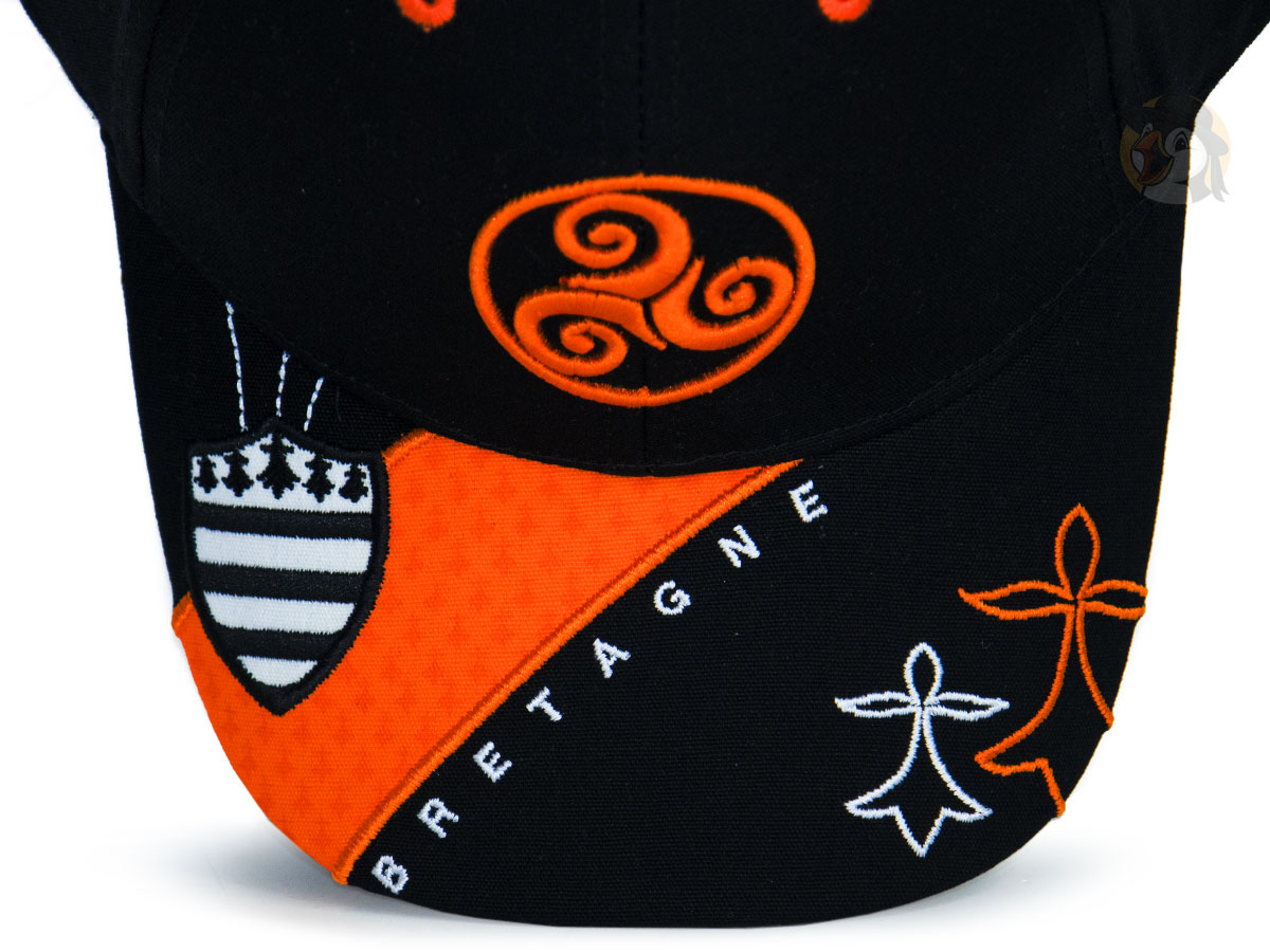 Casquette Bretagne noir orange Triskell Hermines – Image 3
