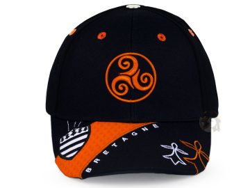 Casquette Bretagne noir orange Triskell Hermines