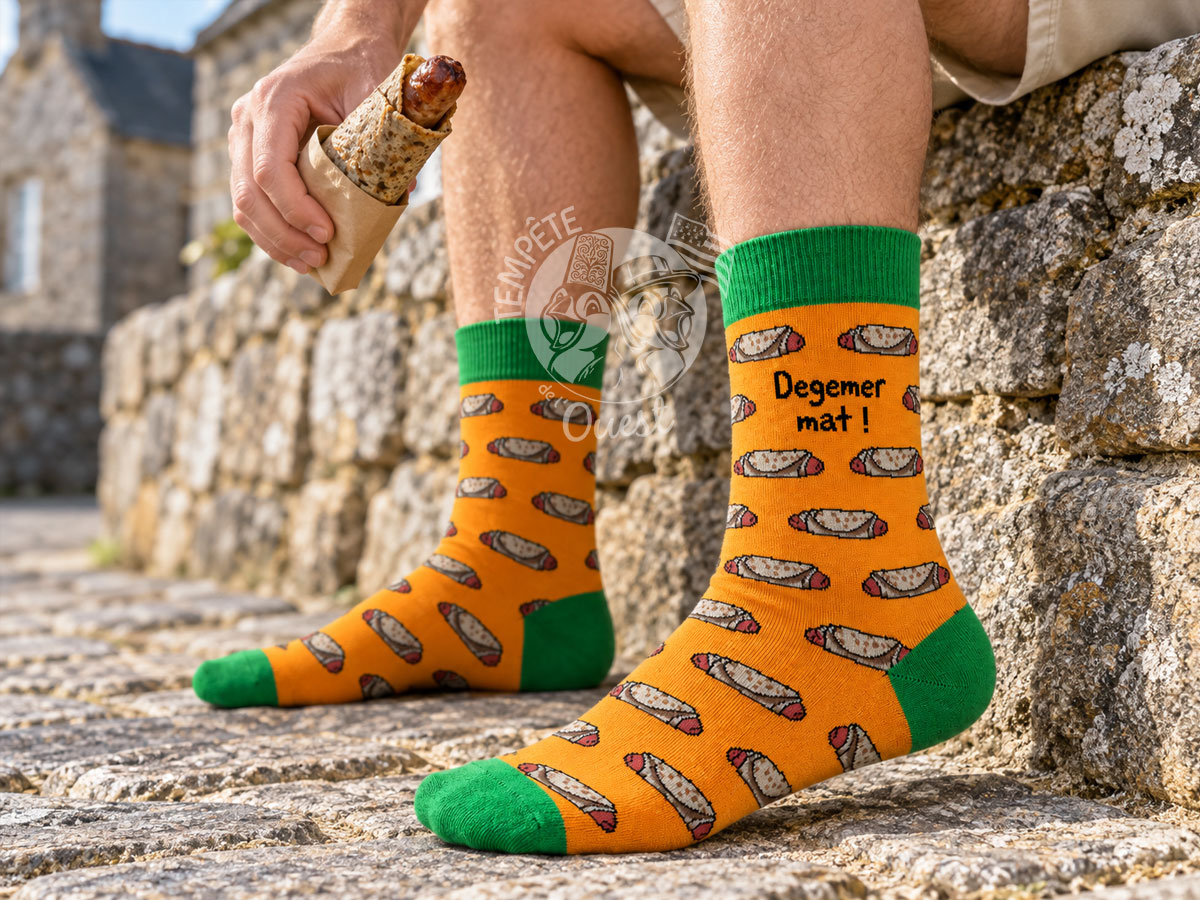 Chaussettes bretonnes humour Galettes saucisse / Degemer mat â Image 2